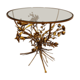 Table fleur de métal doré vintage, Italie années 60