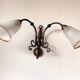 Bronze wall light with 2 lights and 2 granite glass tulips