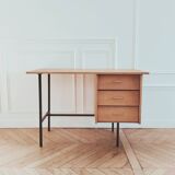 Renovated vintage modernist desk, metal & oak, 1950s/60s