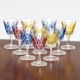 10 glasses with digestive Harlequin glassware of Reims multicolored