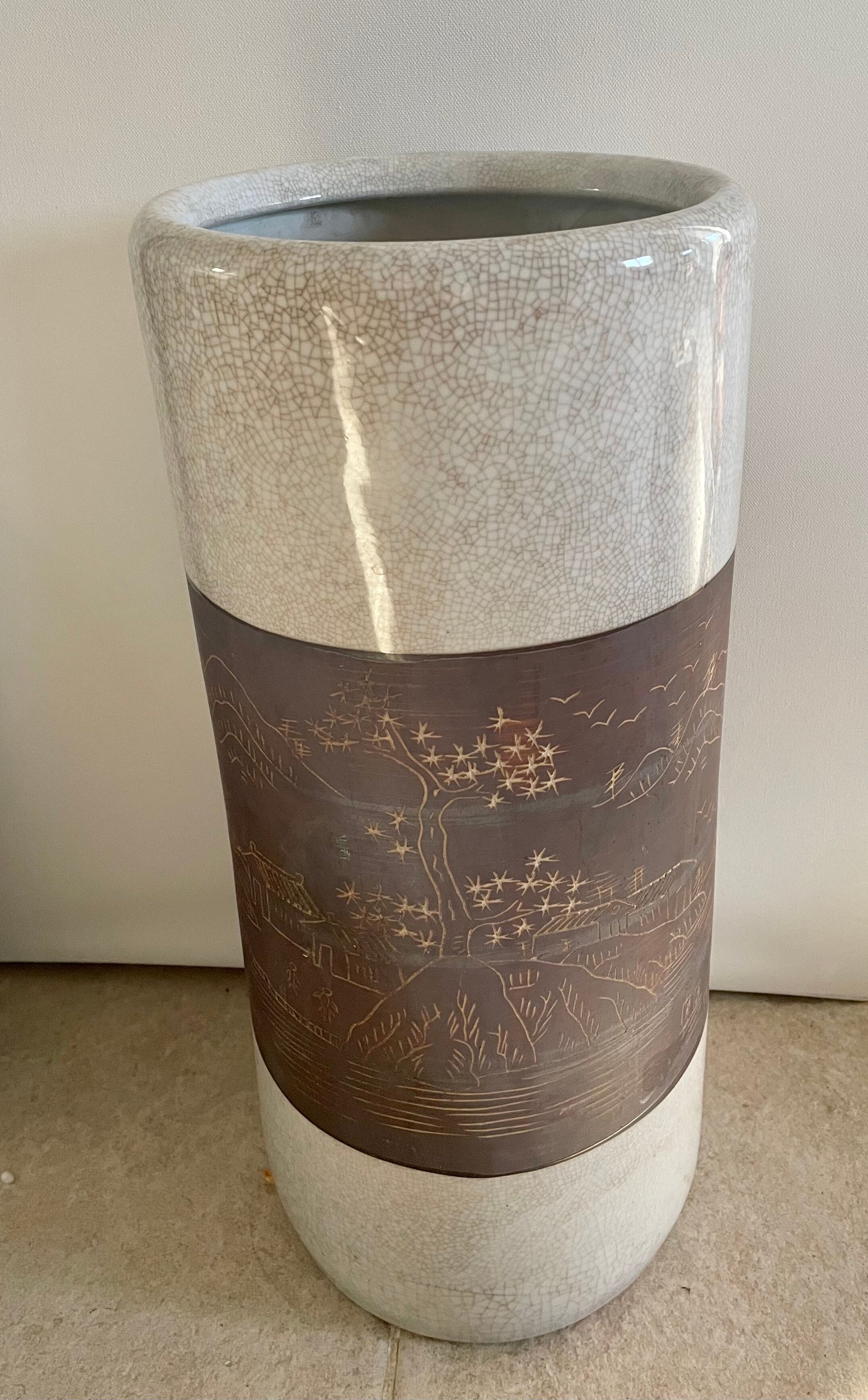 Vintage cracked ceramic umbrella holders