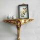 French vintage regency style gold resin half round console wall table 4022
