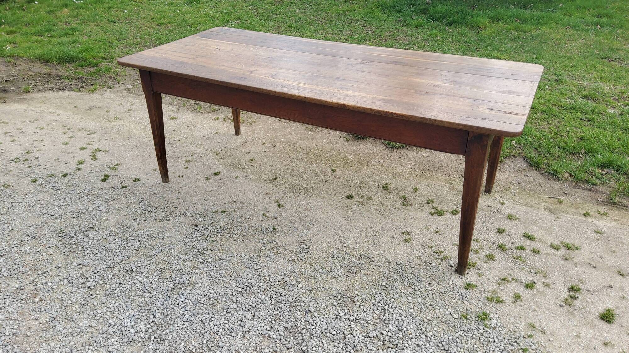 Farmhouse table NINETEENTH CENTURY OAK 200cm feet spindles 3 drawers belt