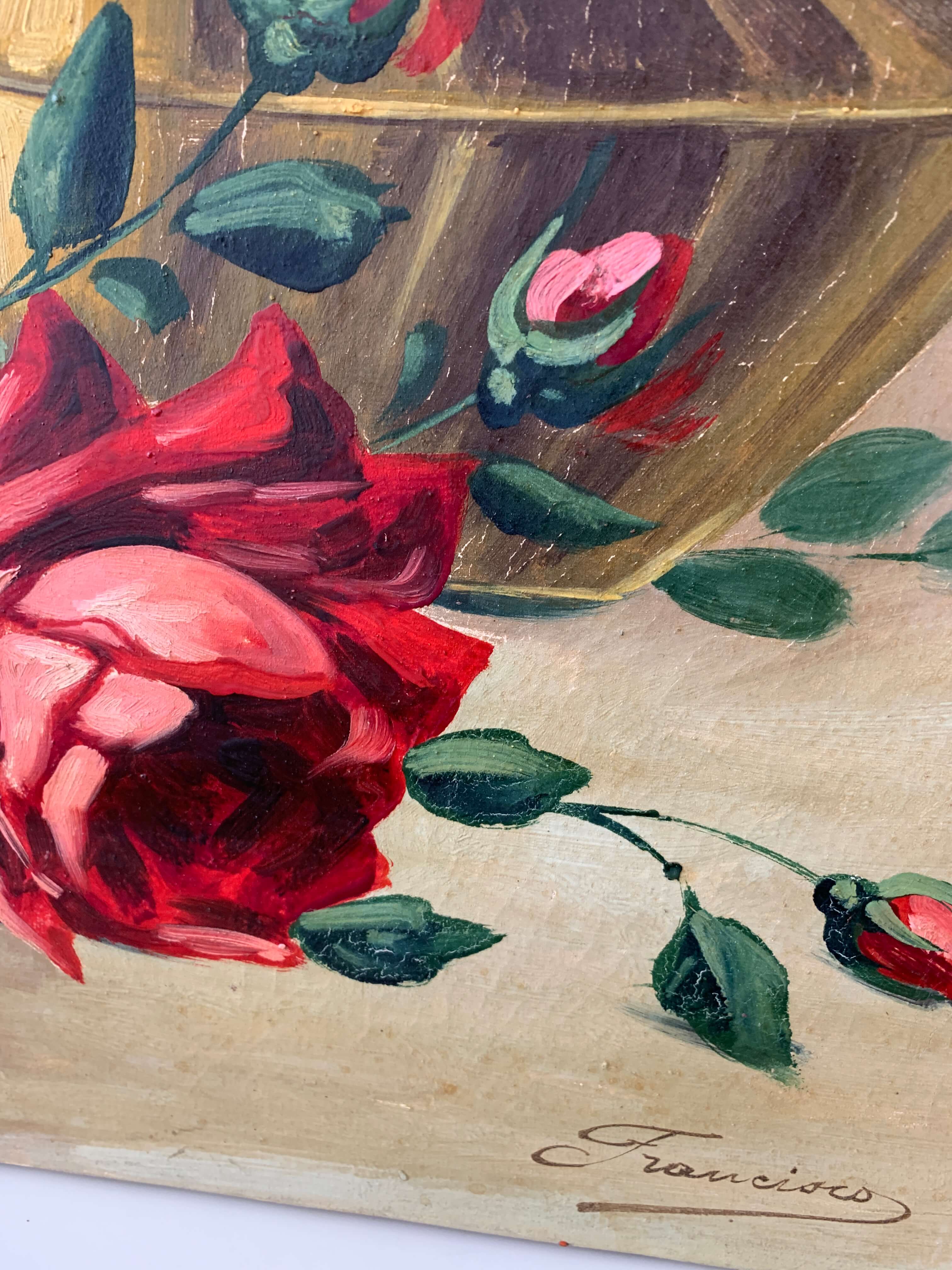 Ancienne peinture de roses