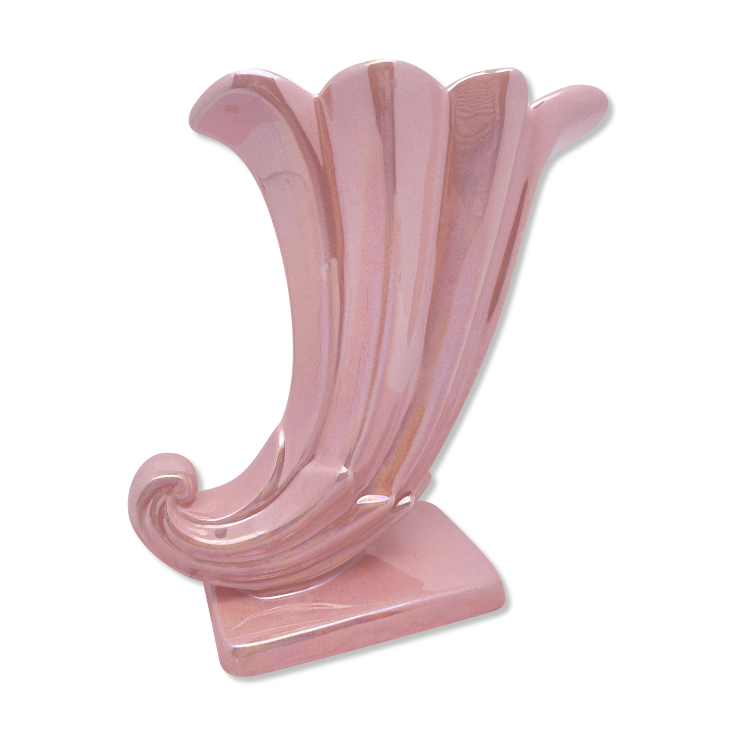 Iridescent pink vase year 80