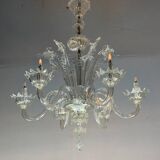 Venetian chandelier in Murano glass, 6 light arms, new electrification, circa 1930.