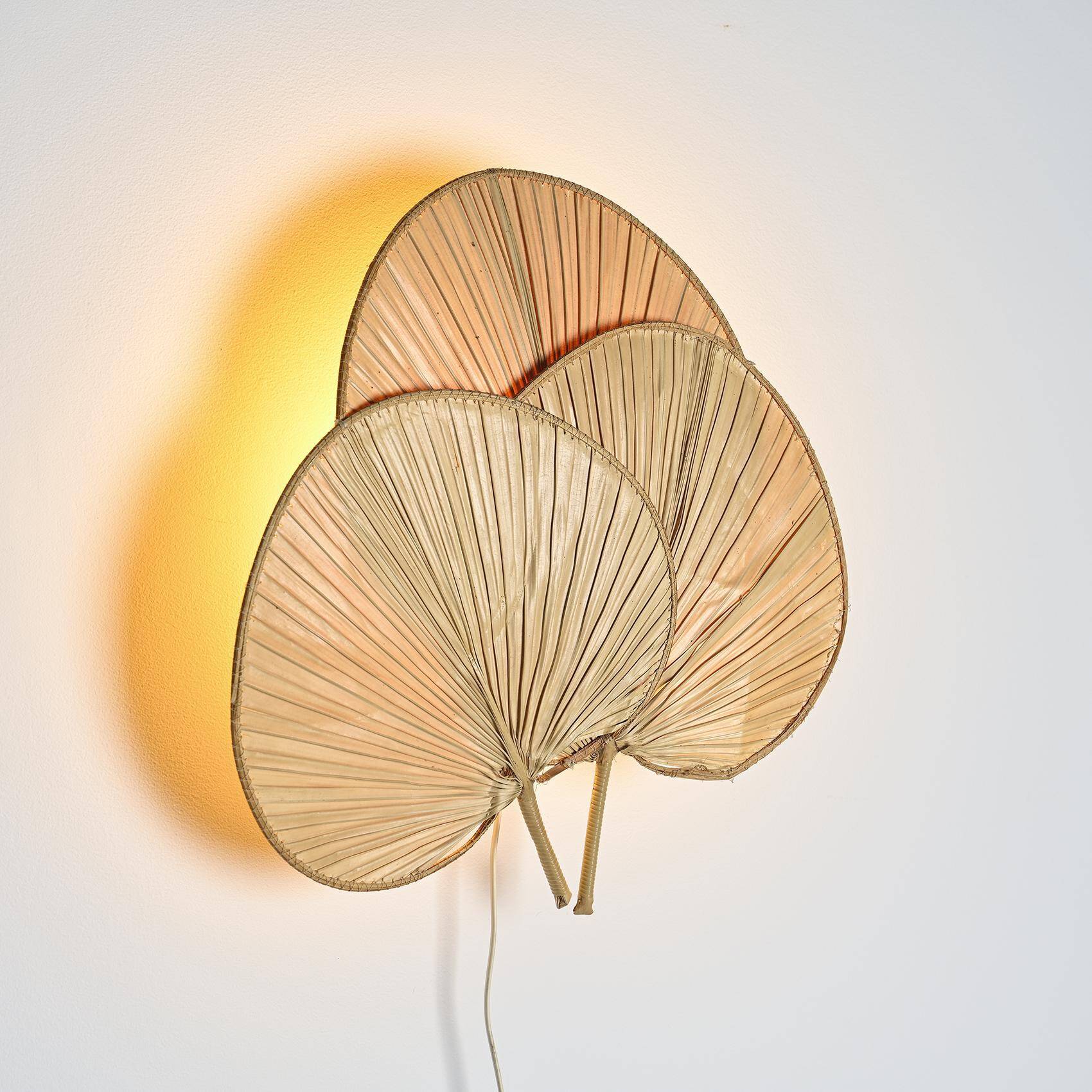 Palm leaf wall lamp, France circa 1970