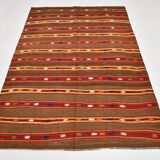 5x7 Brown & Red Handmade Vintage Kilim Rug, 153x220Cm