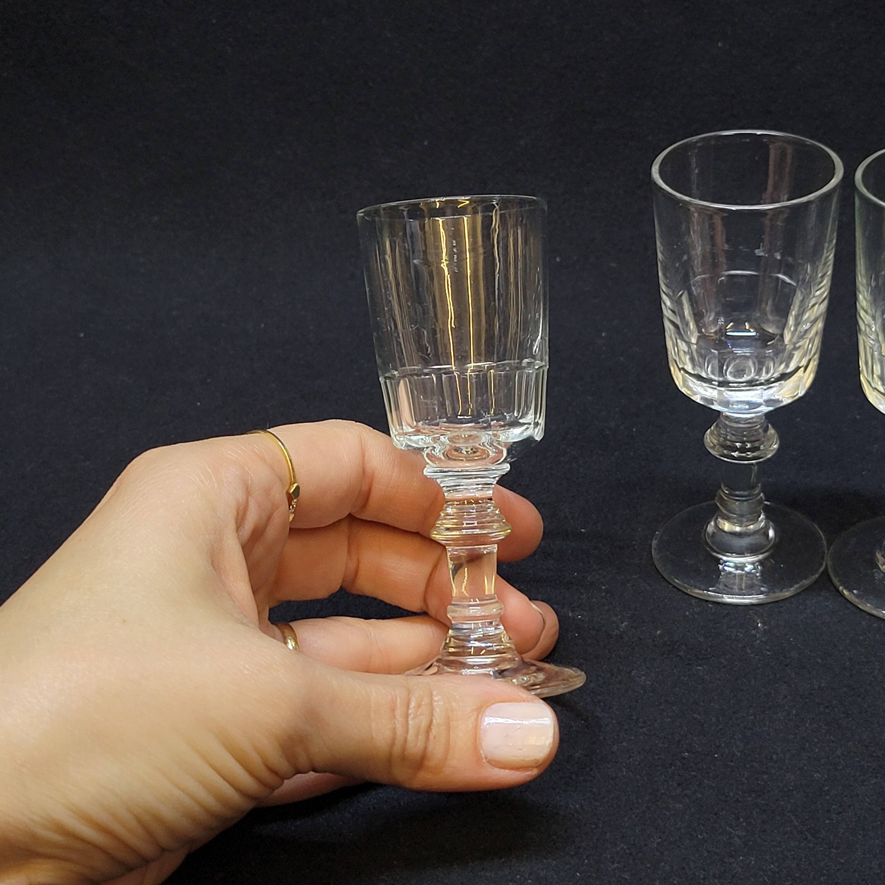 6 old cut glass liqueur glasses mirabeau model
