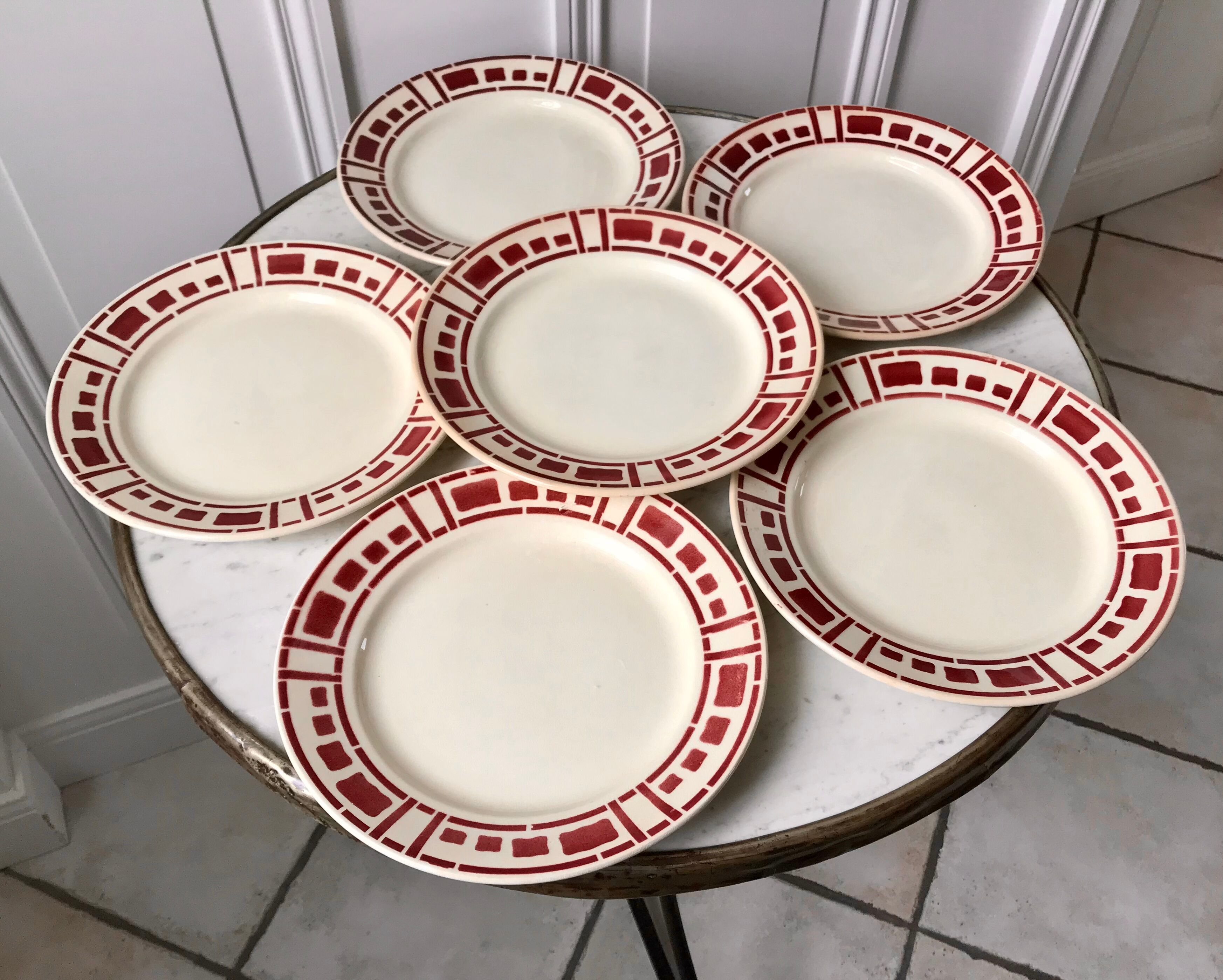 Set of 6 flat asssiettes Badonviller model Barbizon 30s