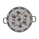Earthenware serving tray decorated with stylized cherries