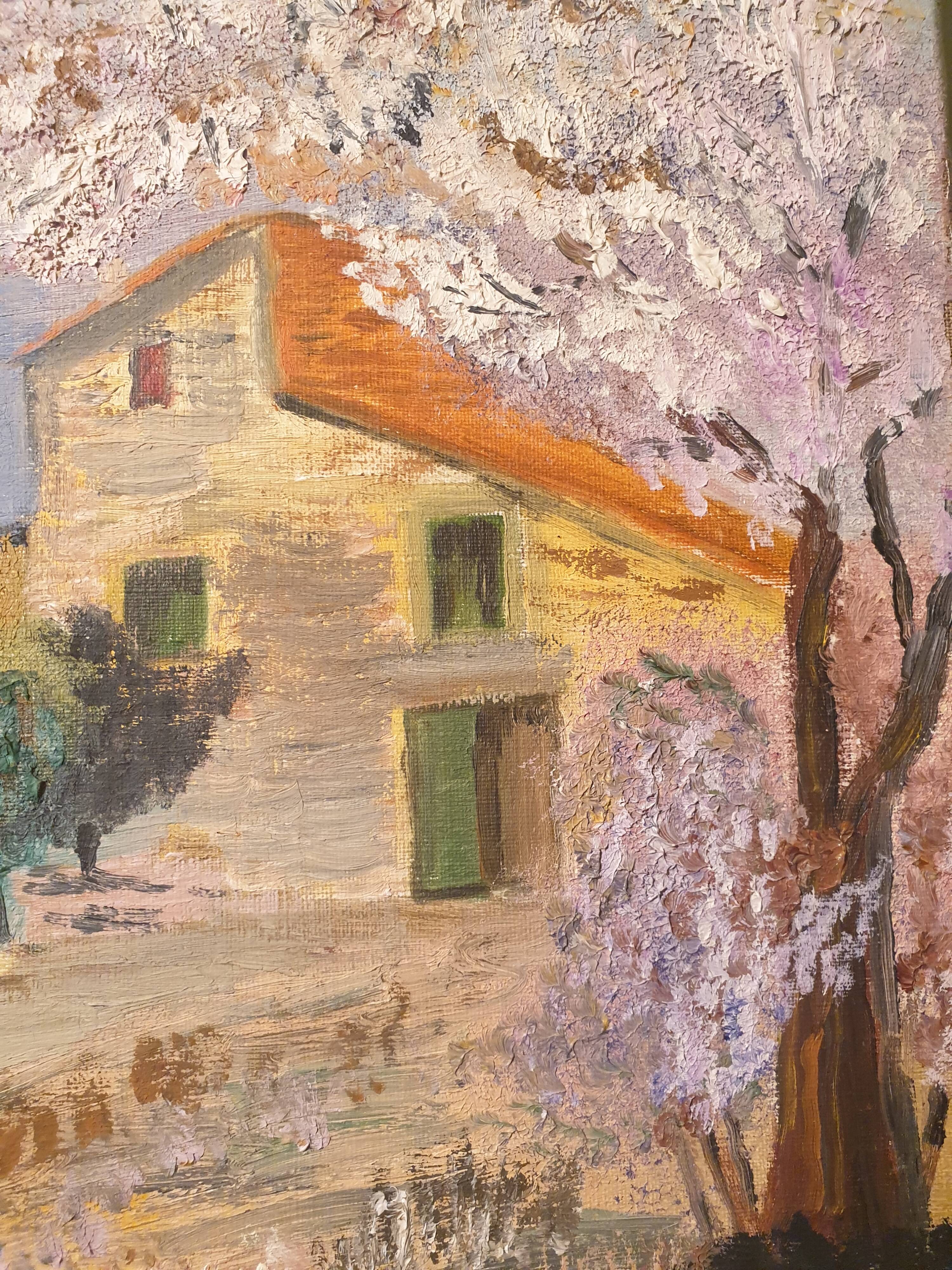 Regionalism Provence Painting Oil on canvas Oratory Sheep dated and signed