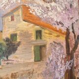 Regionalism Provence Painting Oil on canvas Oratory Sheep dated and signed