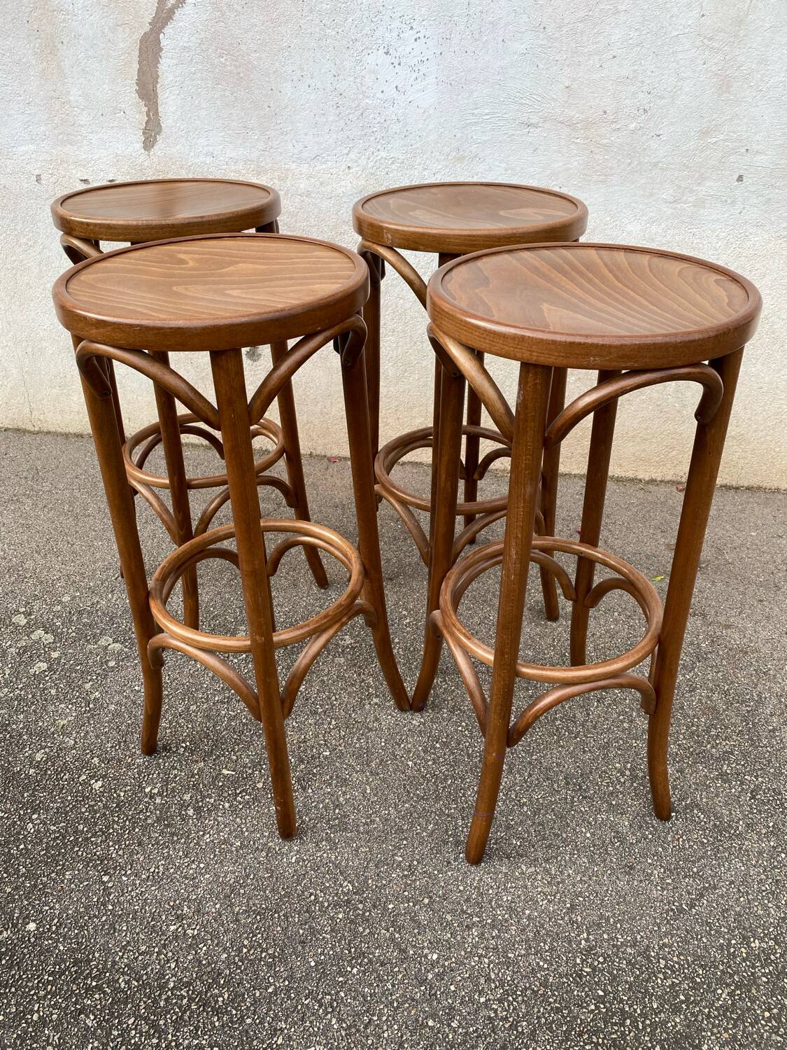 Set de 4 tabourets de bar, bois courbé