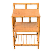 Vintage 3-tier bamboo and rattan shelf