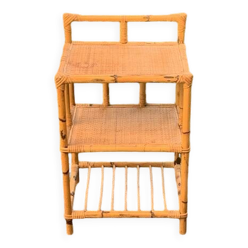 Vintage 3-tier bamboo and rattan shelf