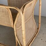 U-shaped armrest rattan armchair, grid canning