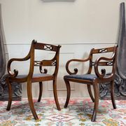 Pair of Armchairs and Pair of Chairs in Mahogany, 20th Century