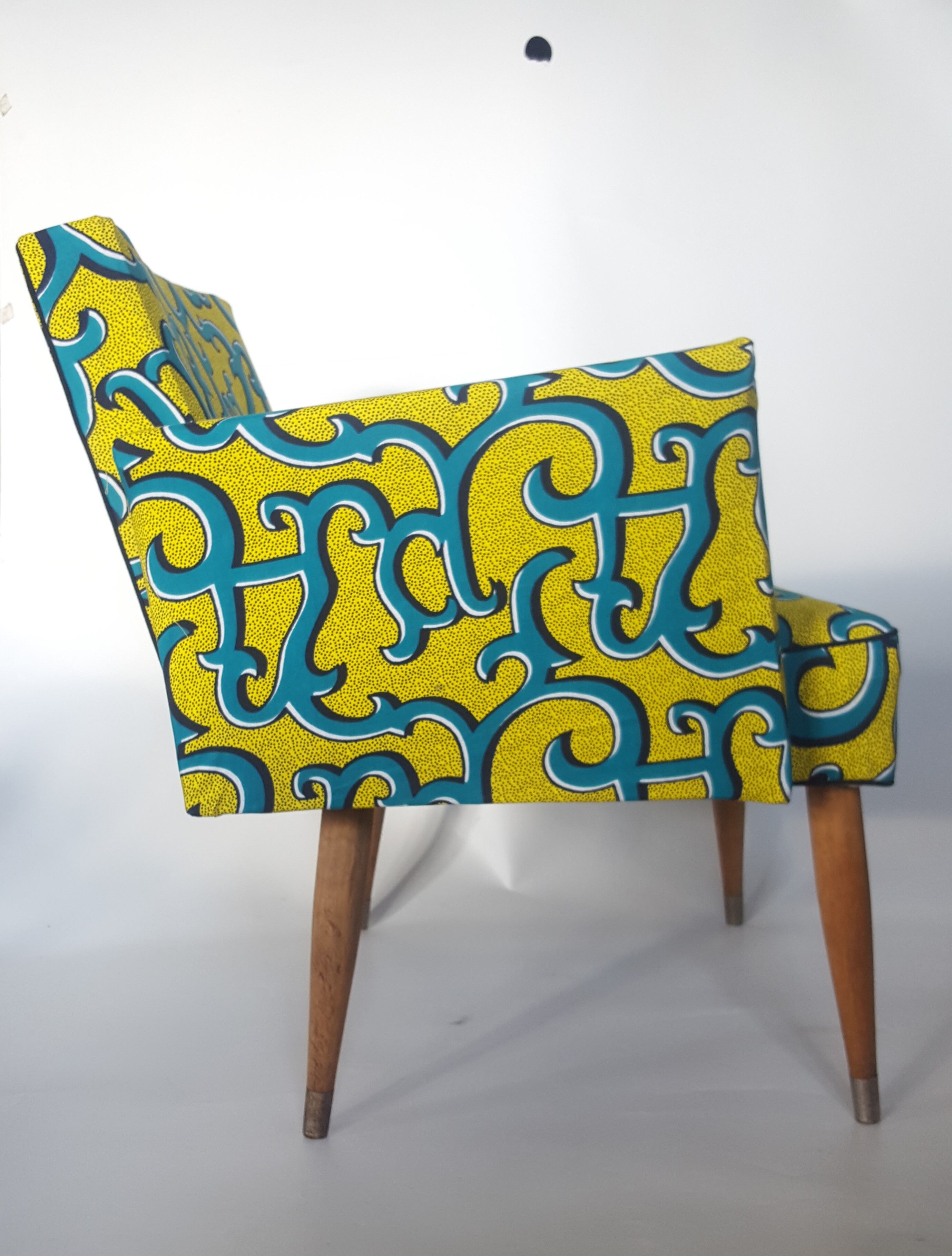 Rare cubic cocktail armchair of the years 50/redone