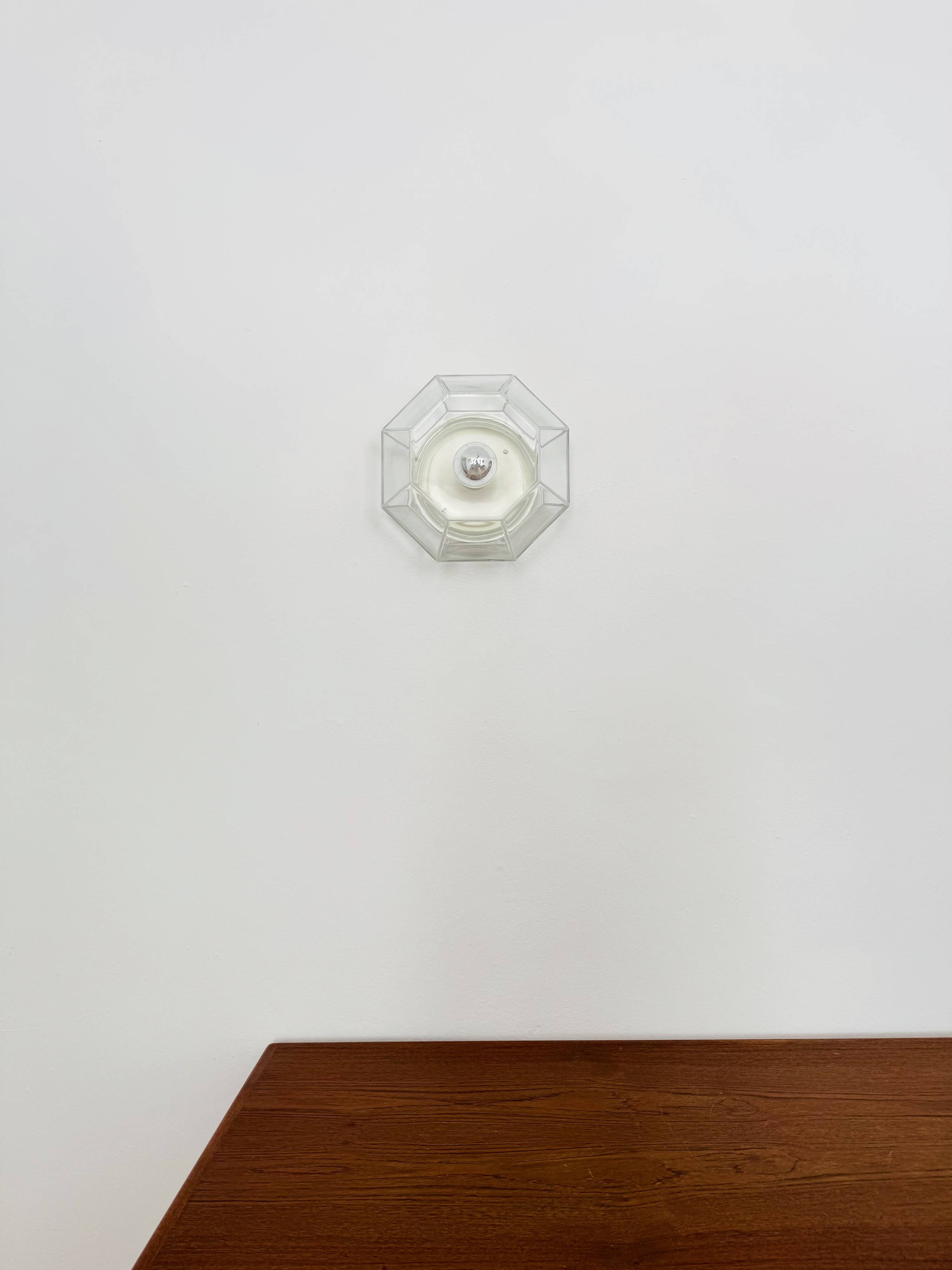 White Flush Light or Wall Lamp by Glashütte Limburg