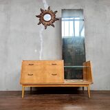 Coiffeuse vintage, en bouleau, table de toilette / meuble d'entrée