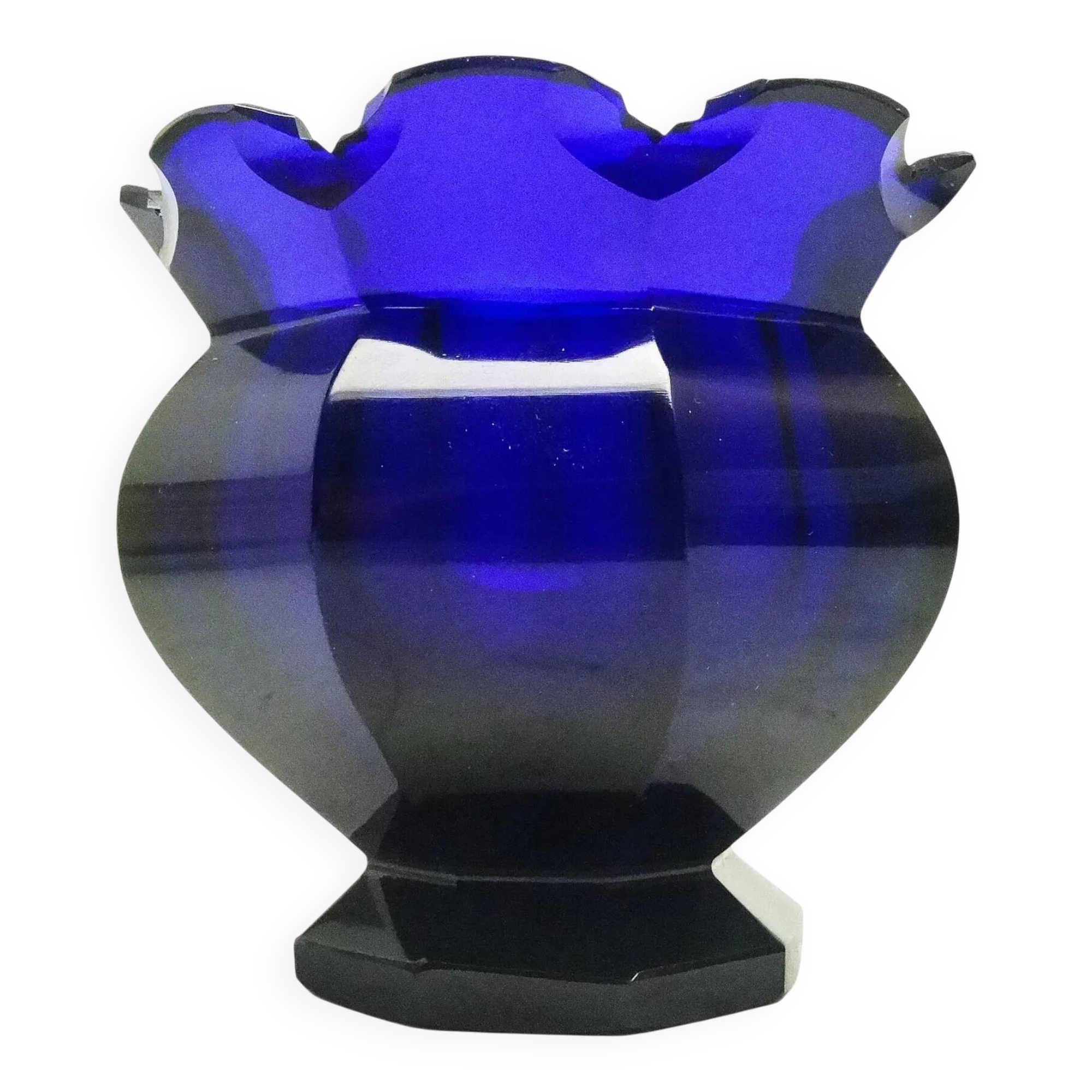 Vase Biedermeier, verre cobalt, République tchèque, 19e siècle