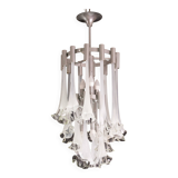 Great Design Murano Glass White Chandelier “Calle” by Venini, 1970