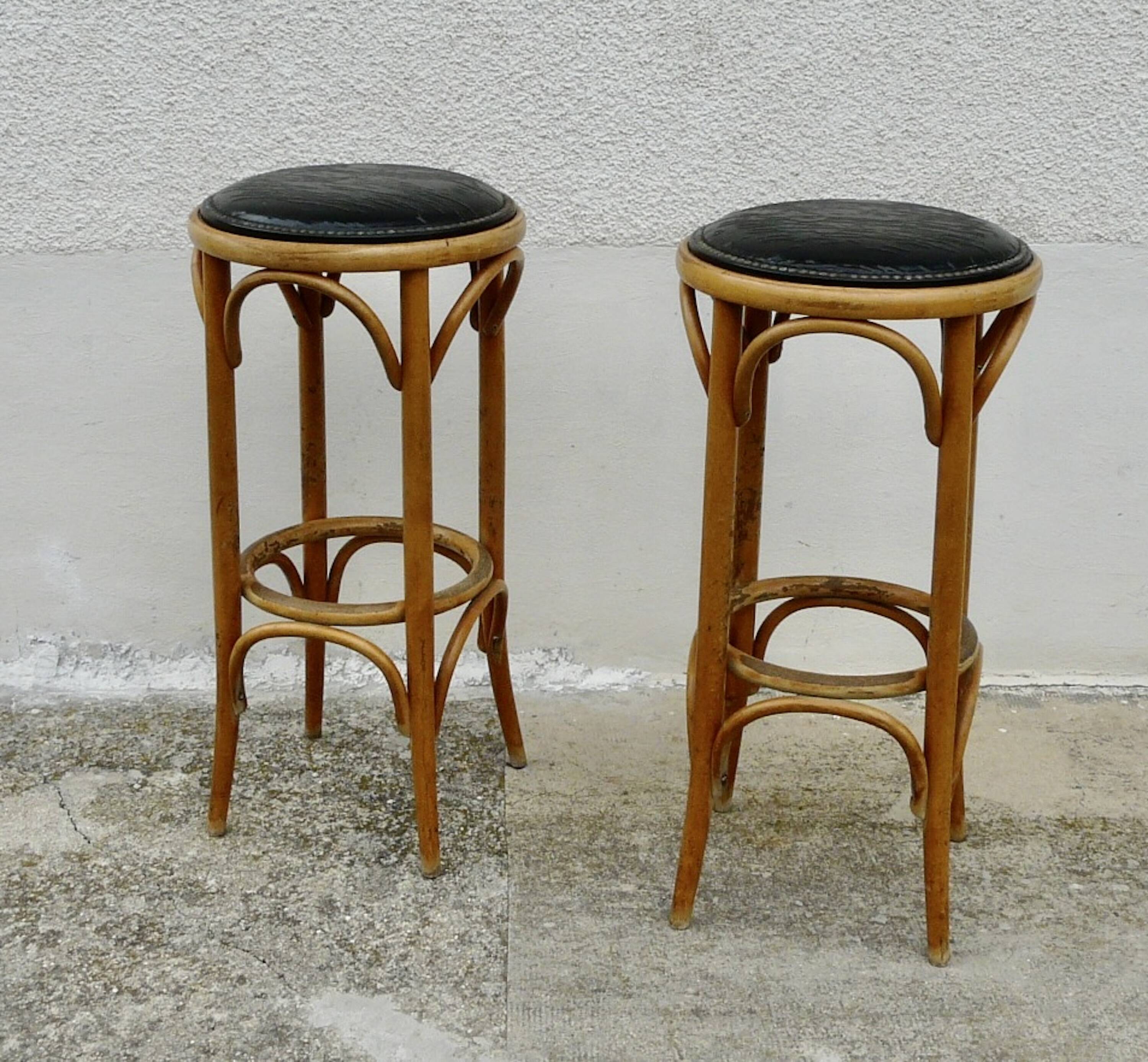 Pair of vintage bentwood bar stools