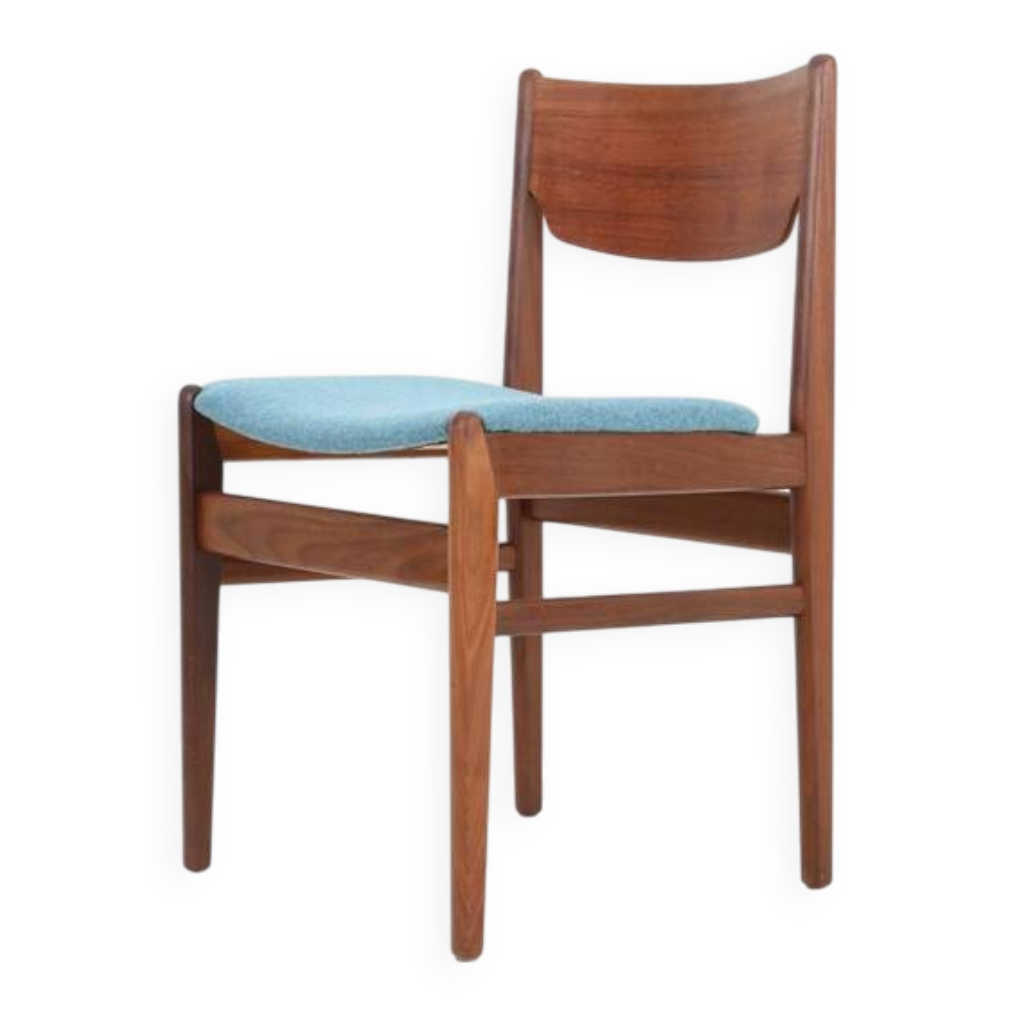 Reupholstered mid-century teak chair / Danish modern design / wool felt / 1960s