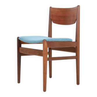 Reupholstered mid-century teak chair / Danish modern design / wool felt / 1960s