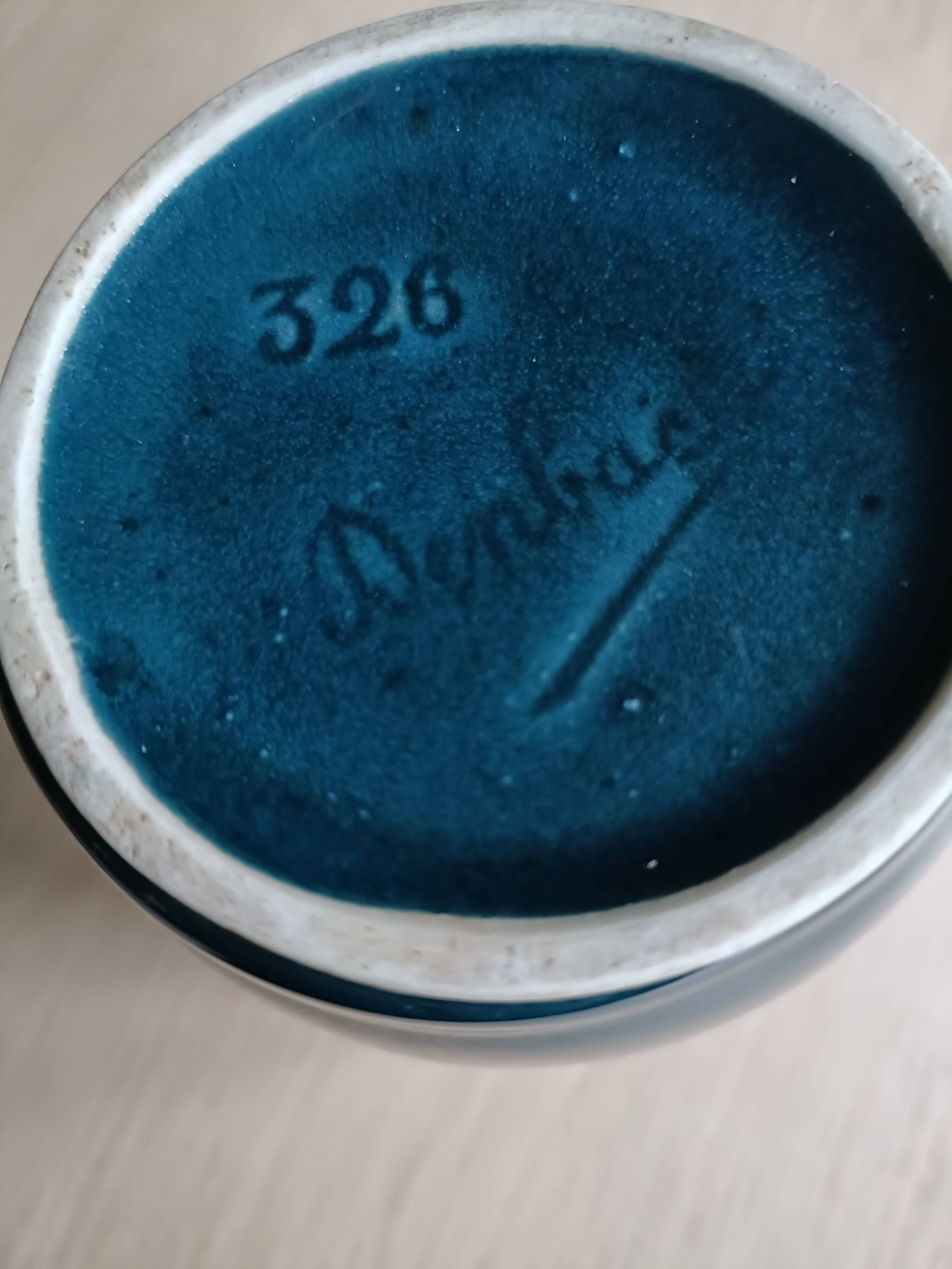 Flamed stoneware pitcher signed Denbac