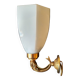 Golden brass wall light with glass tulip - dolphin pattern bathroom lamp