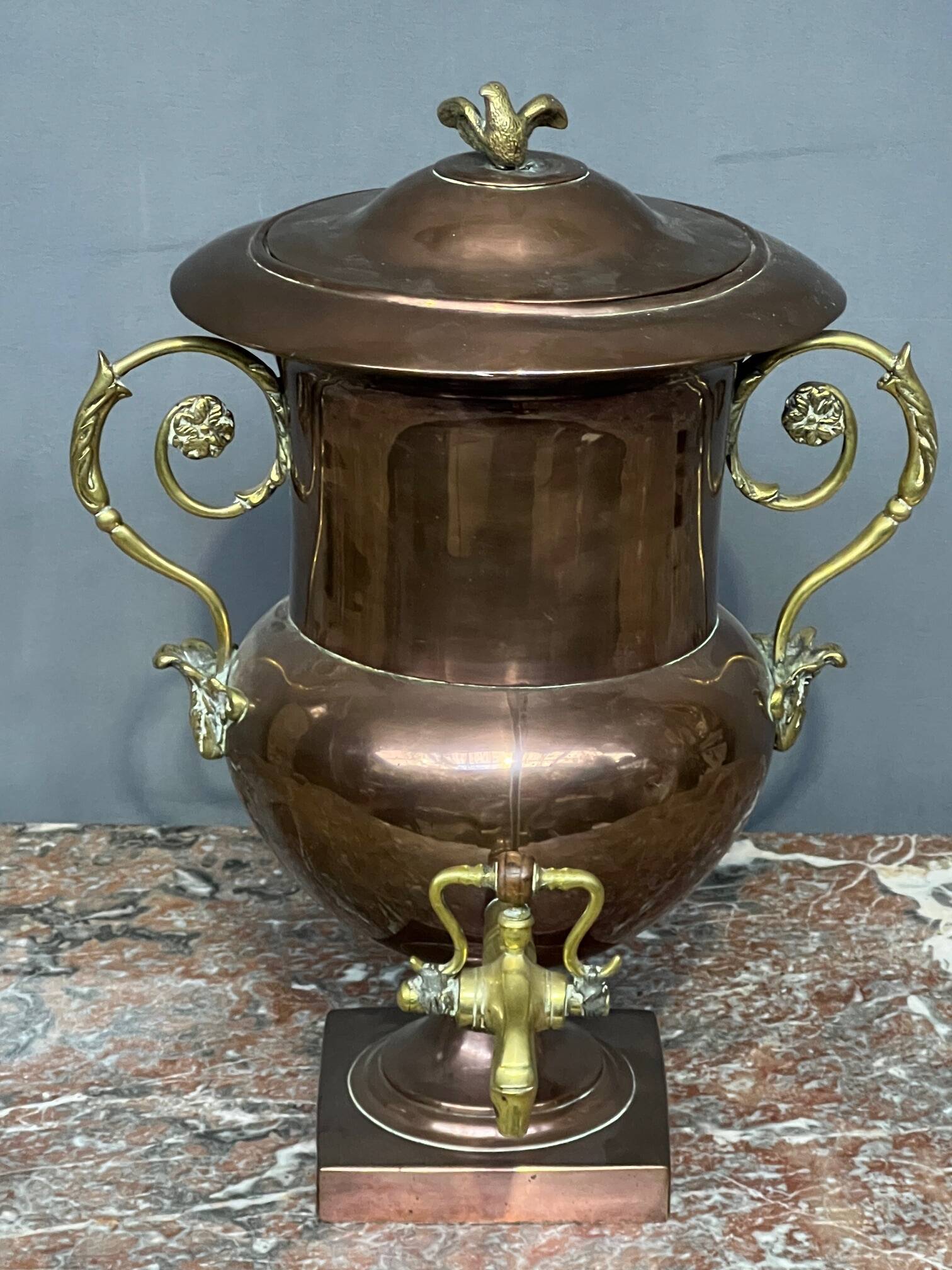 Antique samovar. Copper, solid bronze.