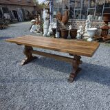 Solid oak monastery table, 243cm L
