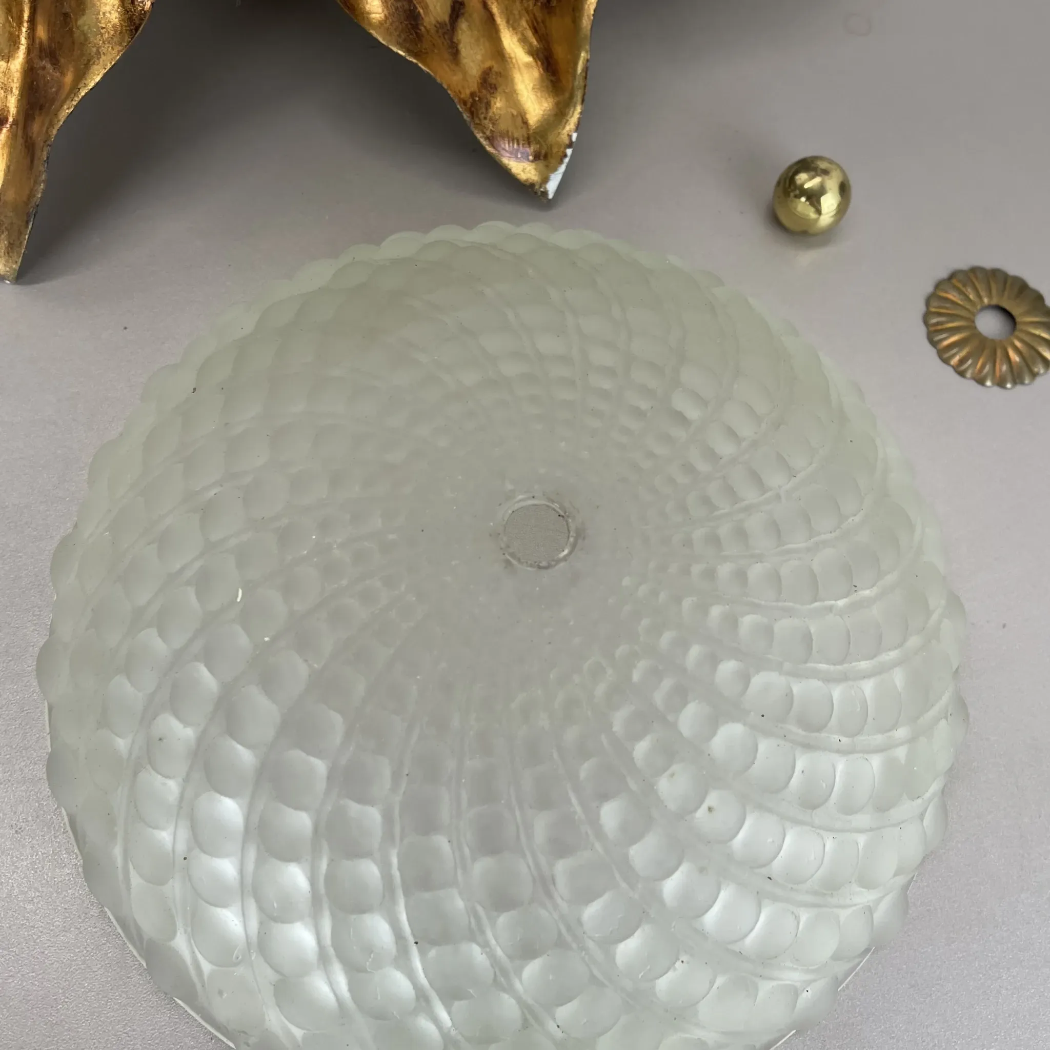 Large 55 cm golden 'florentine theatre' ceiling light by banci, florence, italy, 1970
