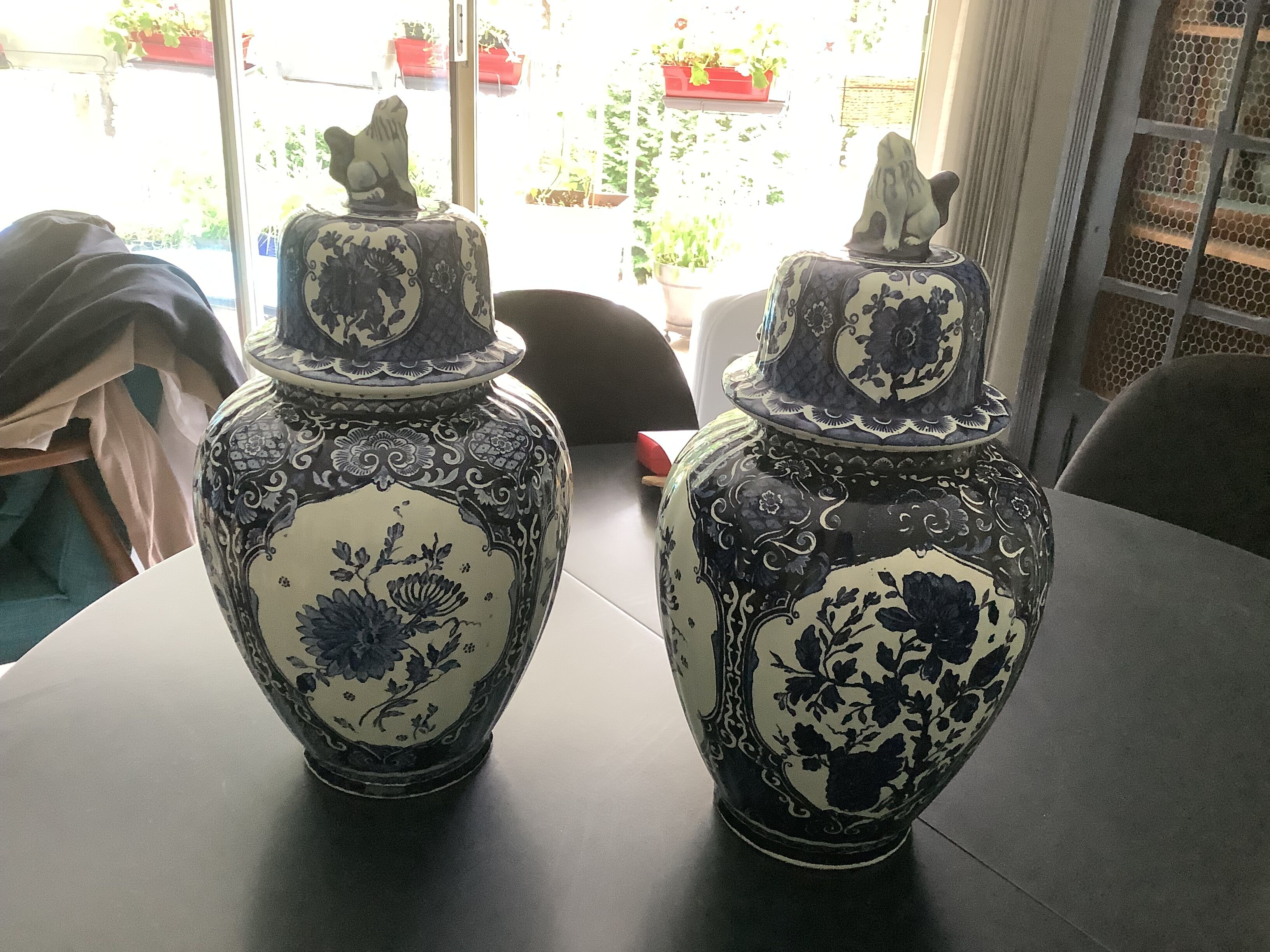 Pair potiches delfts by boch