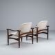 Pair of “Tiki” lounge chairs in teak and bouclé Busnelli Italy 1960