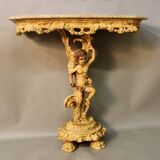 Marble top console and its rocaille style mirror