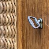 Rattan wardrobe and its compass-legged chest of drawers, 1960