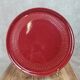 Large antique red cake plate – checkered pattern – attributed to Saint-Clément 🍒