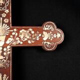 Apostolic Cross in mahogany wood and mother-of-pearl inlay, Tonkin, 19th century