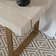 Chevron-patterned solid oak coffee table handmade.