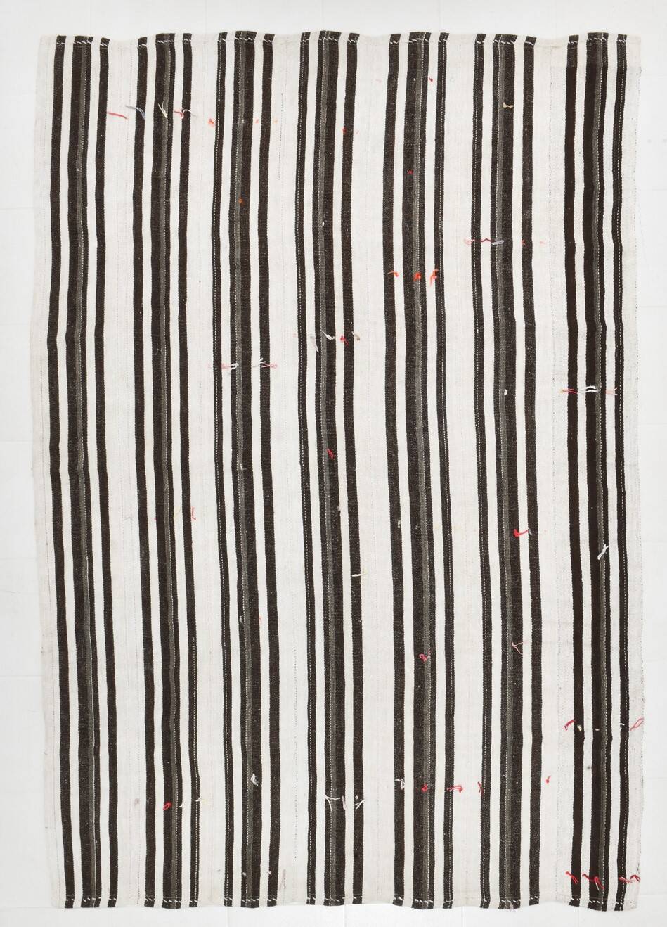 7x10 Beige & Brown Handwoven Turkish Kilim Rug, 206x304 Cm