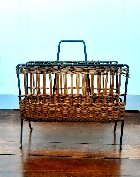 Iron and rattan magazine holders 1950