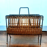 Iron and rattan magazine holders 1950