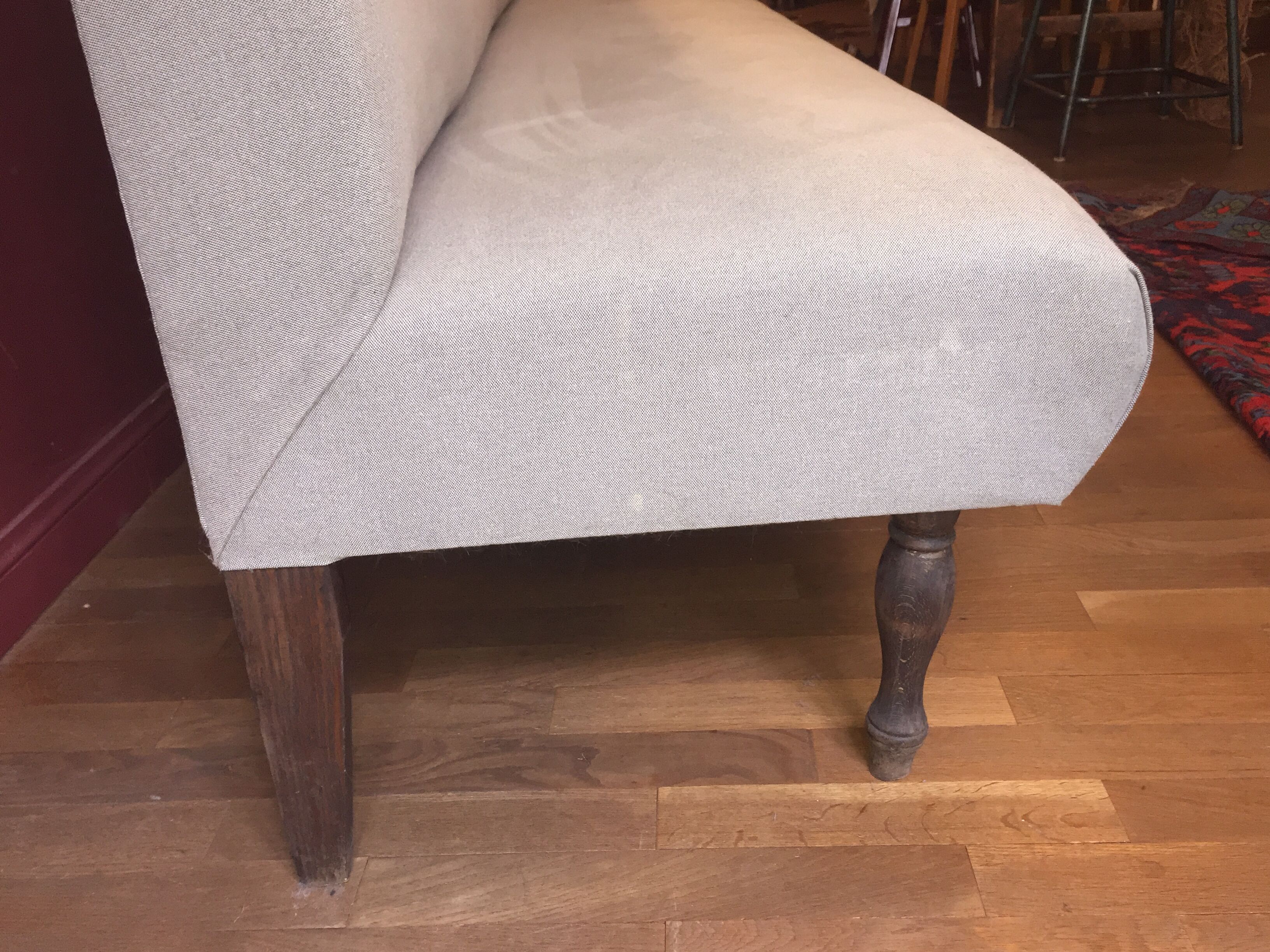 Reupholstered vintage restaurant bench