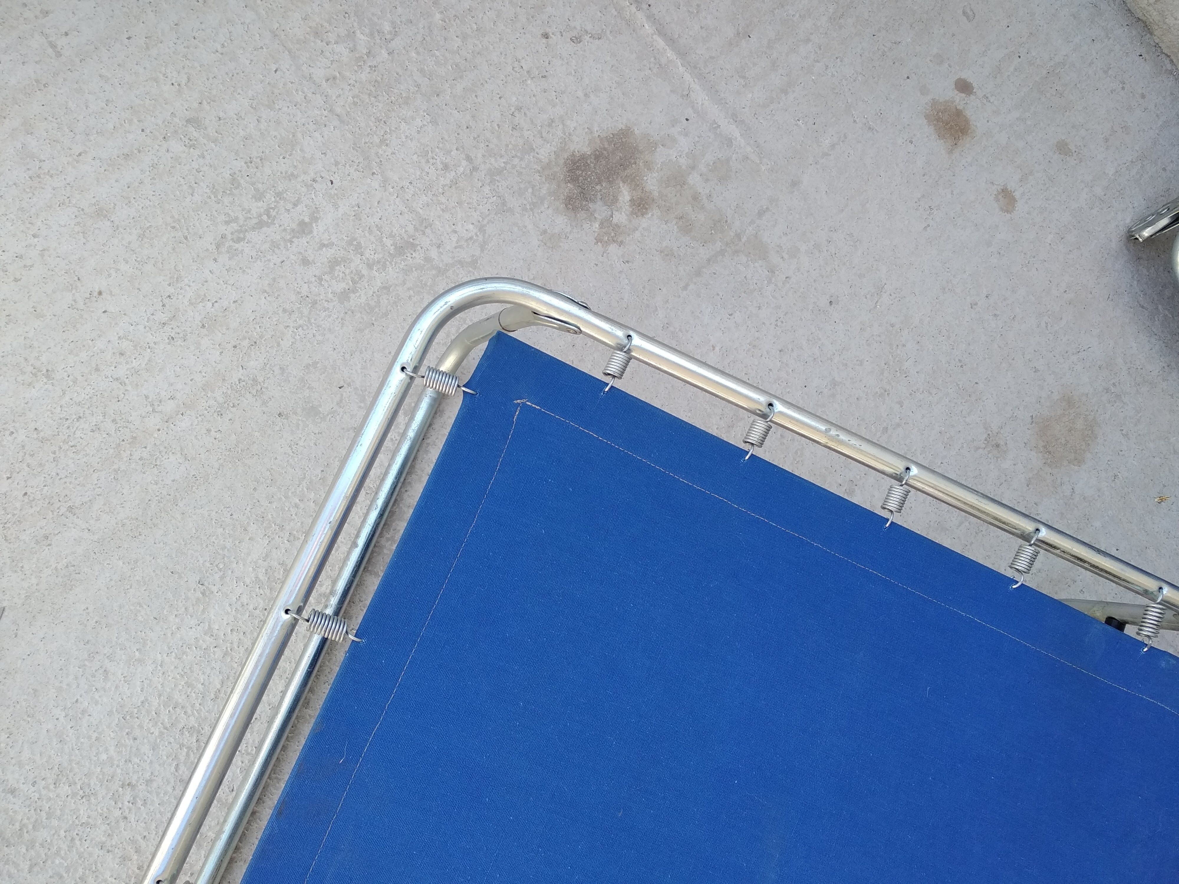 Camp bed - folding sunbed aluminum and vintage cotton