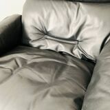 Danish Oak and Leather Lounge Chair with Ottoman