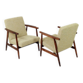 Pair de fauteuils vintage vert nébuleuse années 1970