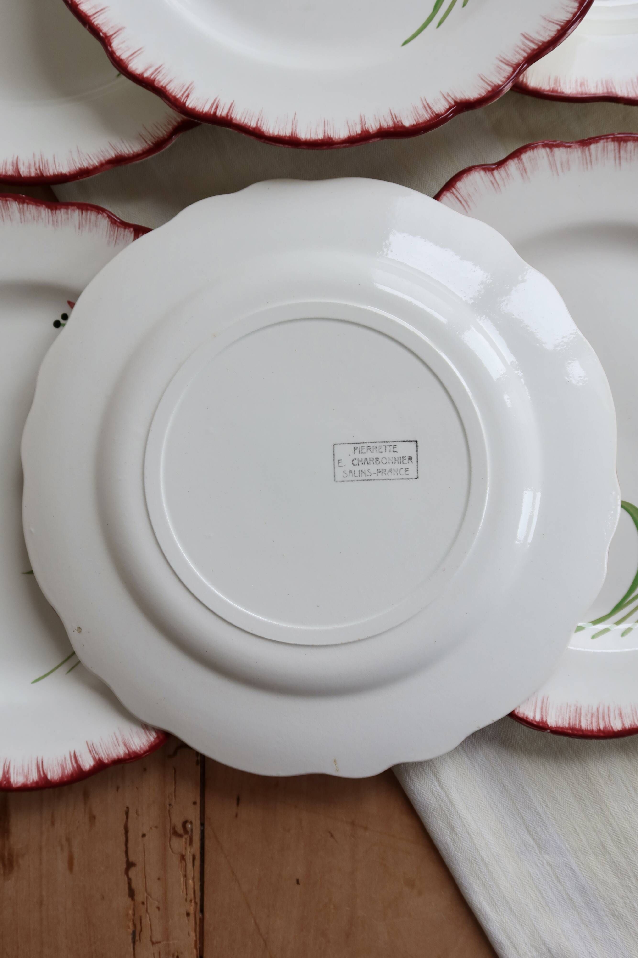 6 vintage ironstone dinner plates Salins model Pierrette